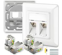 Acmerota 2Stk 2-Port CAT 6a Netzwerkdose Unterputz+ 4X CAT 6a Keystone RJ45 Modul CAT6a Universal Netzwerkdose LAN Ethernet Keystone Dosis 10 Gbit/s Geschirmte LAN Dosis para CAT 5e CAT 6 CAT 6a Max