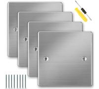 Acmerota 4 pezzi di piastra di copertura Copripresa dorata Piastra di copertura in acciaio inossidabile Piastra di copertura quadrata a 1 modulo per presa elettrica Copripresa Prese a vista