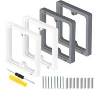 Acmerota 4 piezas espaciador de enchufe simple, marco de 10 mm, blanco + gris, extensión para carcasa trasera, marco espaciador cuadrado apilable, placa de carcasa trasera para interruptores