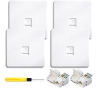 Acmerota 4 piezas RJ45 Socket Ethernet placa frontal Cat6 placa de pared de puerto único para CAT5 CAT6e CAT6 Ethernet Cable toma de red con módulo conector de red sin herramientas