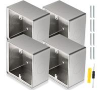 Acmerota 4 unidades de 45 mm empotrables en superficie de acero inoxidable con revestimiento aislante, caja de montaje individual empotrable, 45 mm de profundidad, enchufe Ethernet, enchufe de pared