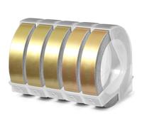 Acmerota Acmerota 5 unidades de cinta de etiquetas con relieve dorado, Compatible con cinta autoadhesiva para DYMO Cinta de etiquetas Omega Rollos de 9 mm x 3 m