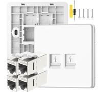 Acmerota CAT6A - Enchufe de red Ethernet RJ45 LAN de 10 Gigabit, placa frontal de doble puerto RJ45, conectores de pared CAT6A, placa frontal Ethernet de doble paso con acoplador RJ45 para instalación
