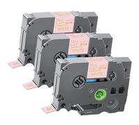 Acmerota Cinta de satén dorada sobre rosa de 12 mm para Brother TZe-RE34 de 0,47'' sustituir la cinta Compatible para Brother Ptouch PT-D210, PTH110, E110 y PT-H200. Paquete de 3 (sin capa adhesiva).