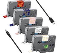 Acmerota Compatible con cinta de etiquetas de cinta satinada para Brother TZe-R231 TZe-R234 TZe-RE34 TZe-RN34 TZe-RW34 12mm 0,47'' para Brother Ptouch PTD210 PTH110 E110 PT-H200 1005 PTD400AD,5 piezas