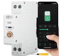 Acmerota Disyuntor de relé inteligente WiFi, interruptor de carril DIN, temporizador 1P, 63 A, control remoto, temporizador, control de voz para Tuya APP para Smart Home, kit para Alexa y Google