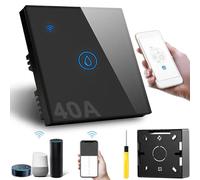 Acmerota Interruptor calentador de inmersión inteligente 40A 8000W interruptor de caldera táctil de pared inteligente WIFI negro 2,4G funciona para Alexa Google Home y la aplicación Smart Life Tuya
