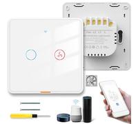 Acmerota Interruptor de luz inteligente WiFi, Extractor de baño Swich Smart Light Switches 1 Gang 1 Way WiFi Touch Switch Wireless Switch (No Neutral) Compatible con Echo & Google Home