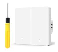 Acmerota Interruptor de pared inteligente Control remoto Interruptor de luz inteligente Compatible con Alexa y Google Home, 2 Gang 1 Way No Neutral Requiere Zigbee Gateway