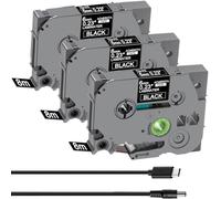 Acmerota Paquete de 3 cintas de etiquetas TZe-315 de repuesto para Brother TZe315 6 mm * 8 m Tz-315 Tz315 cinta laminada blanca sobre negra para Brother P-Touch PTE550 PTP750 PTD210 PTD45