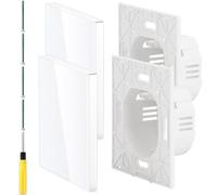 Acmerota Placa ciega simple Cubiertas de Enchufes Placa de Vidrio Templado para Decoración de Enchufes Eléctricos con Tornillos (Blanca, 86mm x 86mm,30mm de Profundidad)