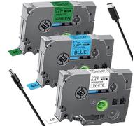 Acmerota Tze-325 Cinta de etiquetas Reemplazar para Brother Tze325 TZ-325 9mm*8m Cinta Laminada Blanca sobre Negra Para hermano P-touch PT 1010 H105 H100LB D600 2400 D400 E100 D2100 H110 E550, 3 uds.