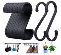 ACMETOP 12 Ganchos S forma de S de aluminio, con acabado mate para colgar ollas y sartenes, plantas, tazas de café, ropa, toallas en la cocina, dormitorio, baño, oficina y jardín (Negro)