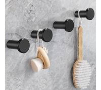 ACMETOP 4 ganchos de aluminio, fácil montaje con tornillo o placas adhesivas, capacidad de carga de hasta 15 kg, ganchos de pared para cocina, baño, estudio y sala de estar (Negro)