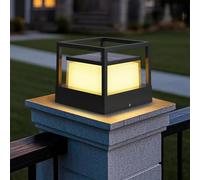 ACMHNC Farola Solar Exterior, IP65, 3000K, Aluminio | Luz Solar Sobremuro 4400mah, 10~16h Autonomía, Para Jardín Valla Patio, Negro