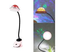 ACMHNC LED Lámpara de Clip Para Niños, USB Recargable Luz de Lectura Con Proyección de Estrella, 4000k Lámpara de Escritorio Infantil Táctil Regulable Con Pinza, Cuello de Cisne de 360 °,Rosa
