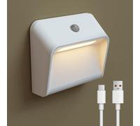 ACMHNC Luz de Noche LED con Sensor de Movimiento, Lampara de Pared Recargable USB, Lámpara de Pila 3 Modos, Lámpara de Escalera Sin Cables,Blanco Cálido, Para Dormitorio Pasillo Baño