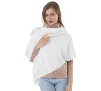 ACNCN Bufanda de cachemira para mujer, pashmina, chal, 300 g, extra grande, bufandas gruesas de cachemira para invierno, blanco, 200cm*70cm