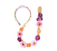 ACO-UINT Peluca larga trenzada de princesa, diadema de princesa morada, accesorios para el cabello para niñas