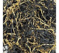 Acoeitl Relleno de papel arrugado negro y dorado de 5.3 onzas, papel de confeti triturado para cestas de regalo, cajas y bolsas, papel de corte arrugado, cesta de relleno para cumpleaños y Navidad