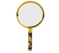 ACOGEDO 10x Pequeño Lupa de Mano con de Patrón de Dragón Dorado - Material ABS para Lectura de Edad Avanzada y Colección de Antigüedades - Lente de 100 Mm