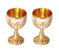 ACOGEDO 2 Copas de 1.0 Fl Oz, Adornos Retro Dorados Europeos de Alto Grado para Decoración de Viaje, Colección del Hogar, Copa Portátil Fácil Tr, Adornos Retro, Juego de Vino, Copa de Vino, Dorado