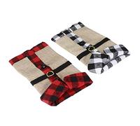 ACOGEDO 2 Piezas de Tela Navideña para Botella de Vino, Artículos para Beber para Decoraciones de Fiesta de Navidad, Adorno, Collar de Piel que Cubre el Uso de Lino Duradero, Vino de en la Piel y