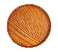 ACOGEDO Bandeja Redonda de Madera para Servir, Plato de Madera, Platos para Servir té, Comida, para Bebidas, Base de 33 Cm, Tiene una Bandeja para, para té, de para Desayuno, para (33 cm de diámetro)