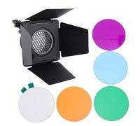 ACOGEDO Barndoor de 4 Hojas con Rejilla, Control y Absorción de Luz Precisos, Placas de Sombreado Ajustables, Iluminación de 60 Grados, 5 Filtros de Color, para Cine y Fotografía