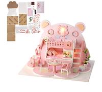 ACOGEDO Casa de Muñecas de Madera 3D DIY, Modelo de Casa en Miniatura, de Muñecas de Madera con Luz LED, Juguete para Niña, de para Pasar el Tiempo, de de MaderaCasa de DIY de con Luz LED