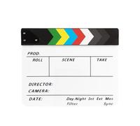ACOGEDO Claqueta Acrílica Profesional con Barras de Colores Pizarra de Película Magnética Pizarra Blanca de Doble Cara de 30x24 Cm para Fotografía de Películas Producción de Videos (WHITE)