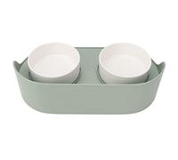 ACOGEDO Cuencos Elevados de Cerámica para Gatos, Derrames, Columna Cervical, Cuencos Elevados de Comida Doble para Suministros para Gatos, Están Diseñados Los para Que No Son de Cerámica, sin (Green)