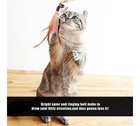 ACOGEDO Divertido Gato Gatito Mascota Juego Juguete Teaser Pluma Alambre Cazador Varita Cuentas Acabados Son y Son Gato Juego Juguete Gatito Divertido Cazador