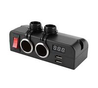 ACOGEDO Divisor de Enchufe para Encendedor de Cigarros 3 en 1, Cargador de Coche USB Multifunción, Voltímetro, Adaptador de Corriente, Adaptador de Voltímetro para Coche, Doble Cigarrillo 3 con Toma