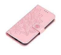 ACOGEDO Funda Tipo Billetera para Teléfono con Ranura para Tarjetas, Soporte, Funda con Tapa en Relieve de Flores de Cuero PU Compatible con 13 (Oro Rosado)