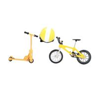 ACOGEDO Juego de Scooter de Bicicleta en Miniatura con Casco Decoración de Jardín de Alta Simulación Casa de Muñecas Juego de Casco de Scooter de Bicicleta Amarillo Elaborado con Oferta en de en