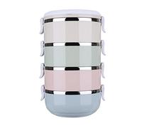 ACOGEDO Juego de Tazones de Viaje Portátiles de Acero Inoxidable de 4 Niveles para Oficinista Resistente Al Desgaste Inodoro BentoTravel BentoBowlTazones de Comida Portátiles Tazón a Prueba de