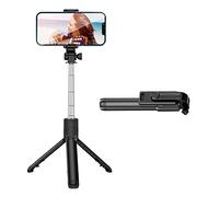 ACOGEDO Live Video Trípode Selfie Stick Telescópico de Acero Inoxidable Plegable Portátil Selfie Rod con Control Remoto Puede Tomar en Dirección Trípode StickLive Video (Black)