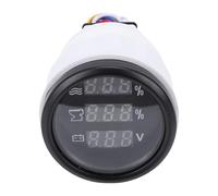 ACOGEDO Medidor Digital 3 en 1 de 52 Mm, Monitor de Voltaje de Aguas Residuales de Nivel de Agua con Función de Alarma para Automóvil, Barco Marino, RV, Pantalla Azul (Esfera negra, bisel negro.)