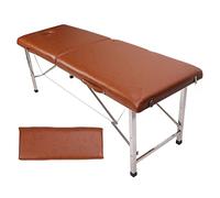 ACOGEDO Mesa de Masaje Plegable con Cómodo Cuero PU y Resistente Soporte de Acero Inoxidable para el Uso del Hogar, el Salón y el SPA - Marrón Claro