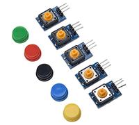 ACOGEDO Módulo de 5 Piezas, Tablero de Empuje Grande con Cubiertas de Colores, Bloques de Construcción Electrónicos para Ensamblar con Módulo IN, de 3 Pines, Tablero de Empuje, de Botón, Grande, de