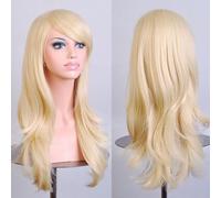 ACOGEDO Peluca de Cosplay Sintética Ondulada y Rizada de Moda para Mujeres - Transmisión Fiesta la Fiesta Halloween Resistente Al Calor Rubia Ligera (Luz de oro)