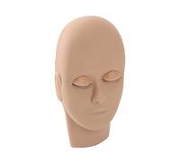 ACOGEDO Plantilla de Cara de Práctica de Maquillaje Realista con Párpados de Silicona y Diseño de maniquí de Goma para el Entrenamiento de Pestañas Injertado, Rosa (marrón claro)