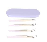 ACOGEDO PRECISION Eyelash Pinzas Establecidas para la Extensión de Pestañas - Herramientas de Aplicador de Acero Inoxidable de 4 Piezas para Pestañas Postizas - Kit de Pinzas de Rosas Ergonómicas