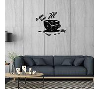ACOGEDO Reloj de Pared Acrílico DIY, Reloj Moderno y Silencioso para la Hora del café, Pegatina de Pared con Forma de Taza, con Números Huecos, Es la Lata, el Espejo, Anticorrosión, Decorativo, (Café)