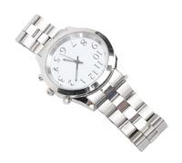 ACOGEDO Reloj Parlante con Alarma, Banda Acero Inoxidable, Gran Esfera Analógica y Voz Clara, Ideal para Discapacitados Visuales Ancianos