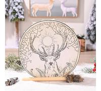 ACOGEDO Tambor de Chamán Grande, Música Espiritual, Tambor de Mano con Baqueta, de Chamán Hecho a Mano, Decoración del Hogar para los Amantes del Tono del alma] Color de Producción [único [Grande,