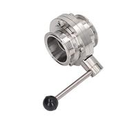 ACOGEDO Válvula Triple de Mariposa Manual de Acero Inoxidable Válvula de Mariposa Sanitaria de Abrazadera Rápida con Junta de Silicona OD 63 Mm / 2,48 Pulgadas, Resistente a la Corrosión Sólida de