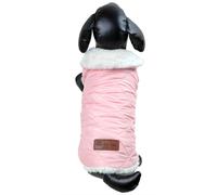 Acogedor anorak para perros sin mangas con cuello alto de pelo sintético, rosa