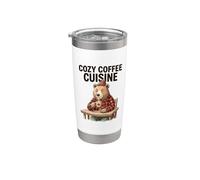 Acogedor Café Cocina Oso Amante Cultura Invierno Vibes Club Vaso térmico de acero inoxidable de doble pared